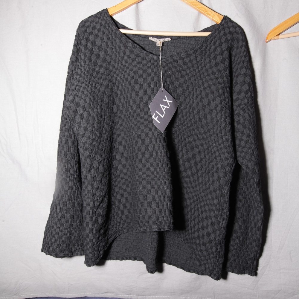 FLAX Loose Fitting, Light Woven Textile Top.